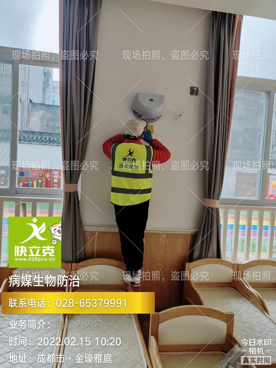 郫都区灵洋洋幼儿园-鼠类防控-厨房排水口防鼠网安装